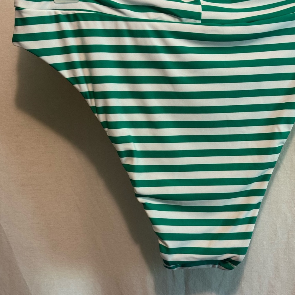 AA-587 Aerie NWT High Cut Cheeky Green & White Stripe Bikini Bottoms Size XL - Picture 5 of 12